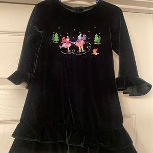 Dark green velvet winter skating dress
